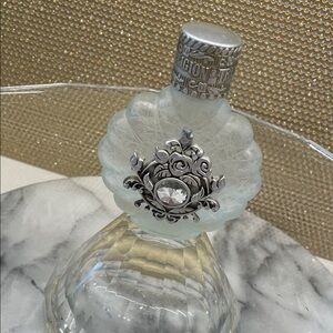 True Religion Silver and Clear Perfume Bottle